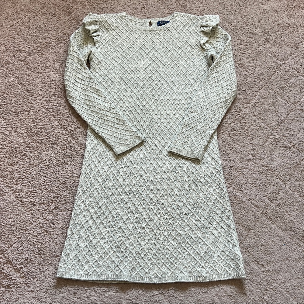 Polo Ralph Lauren Long Sleeve Cable Knit Wool Blend Sweater Dress Girl’s Size M